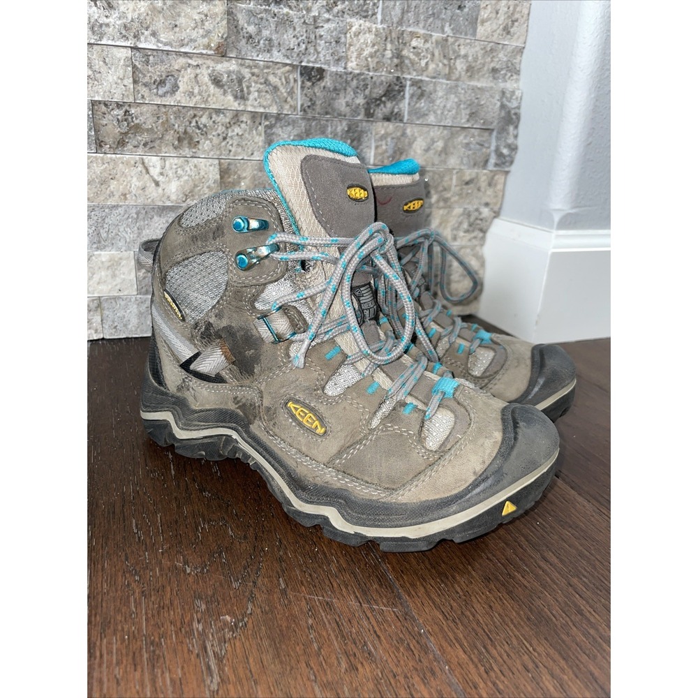 Keen‎ Durand Hiking Boots Womens Size 5 1011555 Gray Turquoise Dry Waterproof